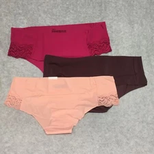 Auden Women's 3 pack Hipster Underwear XL Lace Accents Pink Peach Brown
