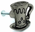 2 x COFFEE CUP KNOBS 39mm JAVA MUG pewter silver cupboard cabinet door knob 340
