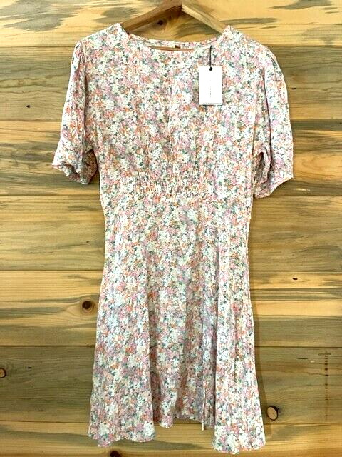 faithfull the brand sidonie mini dress Faithfull the Brand Sidonie Mini Dress Aurelia Off White Blue Floral Print Size4