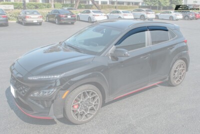 For 18-23 Hyundai Kona Tape-On Smoke Tinted Side Window Visors Rain Deflector