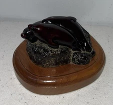 Boma carved Seals made in Canada Wood Base VFL1D