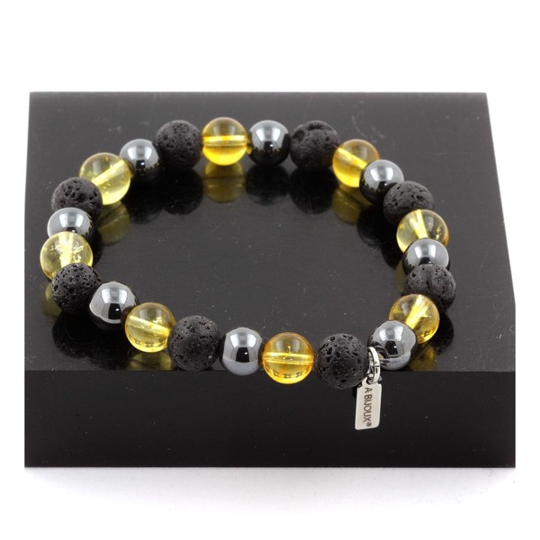 Steine Und Mineralien. Armband Perlen HäMatit + Citrin + Lava 8 Mm. Hergestellt-image