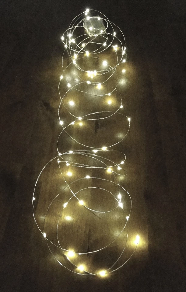 60 LED Draht Lichterkette Batterie Micro Silberdraht Timer warmweiß Wasser Deko - Bild 3 von 3