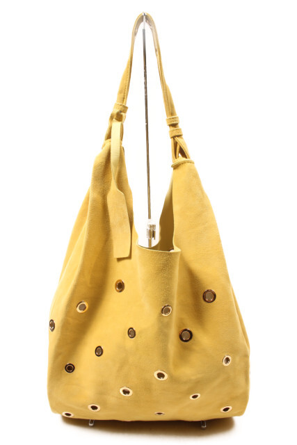 *[Used] Anita Bilardi bag tote eyelet studs suede leather yellow