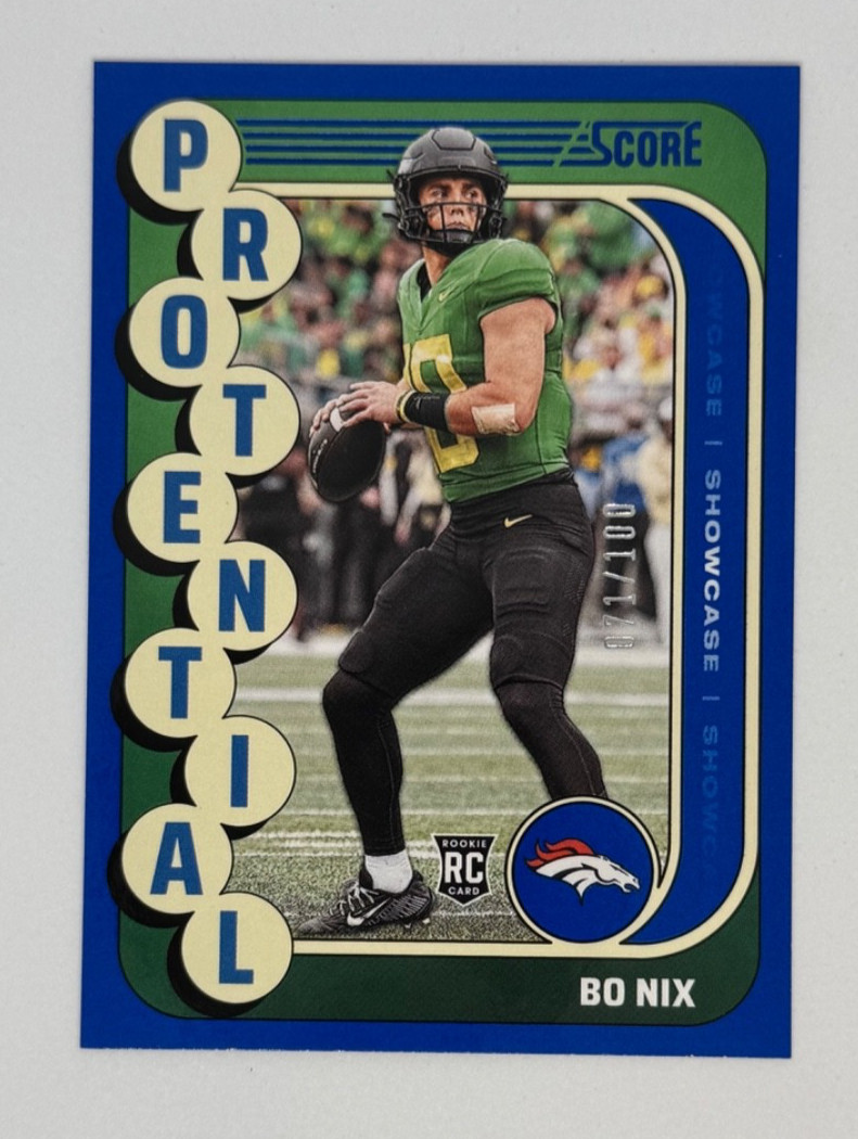 2024 Score Protential Bo Nix Blue Showcase /100 #11 (RC)