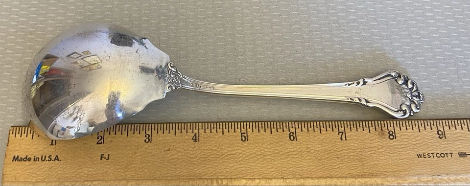 Cazuela grande Reed Barton de plata esterlina L'Elegante para servir bayas monoW Foto 4 de 4