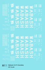 K4 HO Scale Decals Wabash Railroad 52 Ft Gondola White