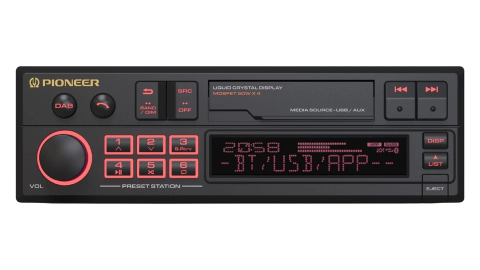 Pioneer SXT-C10PS DAB+ Bluetooth 1-DIN Retro Car Stereo Tape Deck Style Head Uni - Image 4 of 4