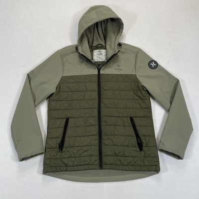 Hurley Sonora Jacket Mens Medium Green Hooded Softshell Puffer Fleece Lined