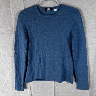Saks Fifth Avenue Blue Crewneck Sweater Long Sleeve Knit Top Womens Medium