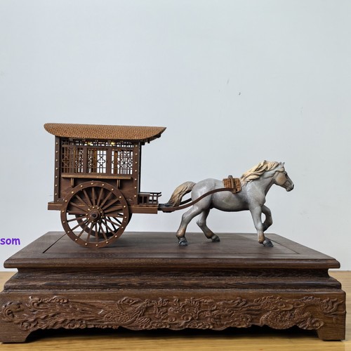 1/25 Ancient Chinese Qin Han Dynasty Carriage Wooden Model DIY Toy Collectible - 第 12/15 張圖片