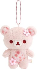 San-X Rilakkuma Sakura Plush Keychain Mascot Korilakkuma Hanging Plush Pink New