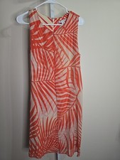 Maggie London Sleeveless Midi Cream And Orange Pine Leaf Dress Ladies Sz M