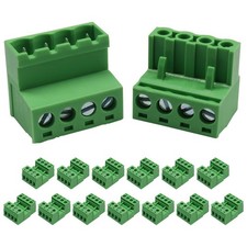 15Pcs 4 Pin Screw Terminal Block Connector Kit, 5.08mm Pitch