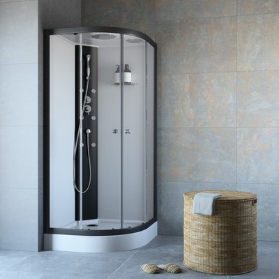 Komplettdusche Viertelkreis 90x90 cm mit Eckeinstieg
