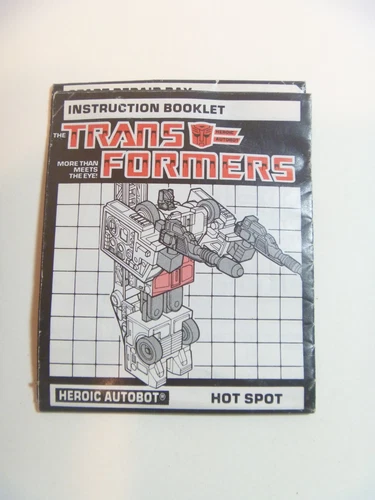 Transformers HOT SPOT Action Figure Vintage Instruction Manual 1986 Hasbro G1