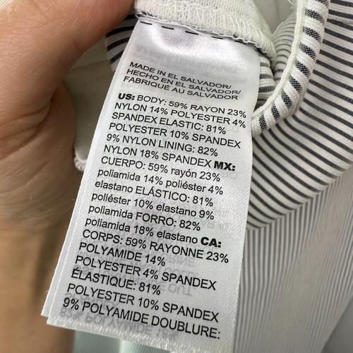 Chicos Caprihose Damen 14 grau & weiß gestreift Gummibund Küstenpull-On - Bild 5 von 9