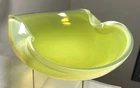 VINTAGE MURANO GLASS LARGE FRUIT BOWL LEMON YELLOW OPALESCENT SEGUSO 13"