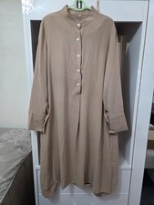 Beige Loose Long Co-ord Set Women's With Buttoned Design - XXL