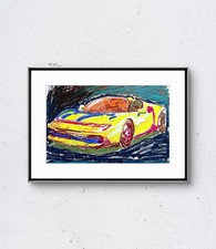 Original Ferrari Modern Abstract Racing Car Drawing A3 Motorsport Art Wall Art