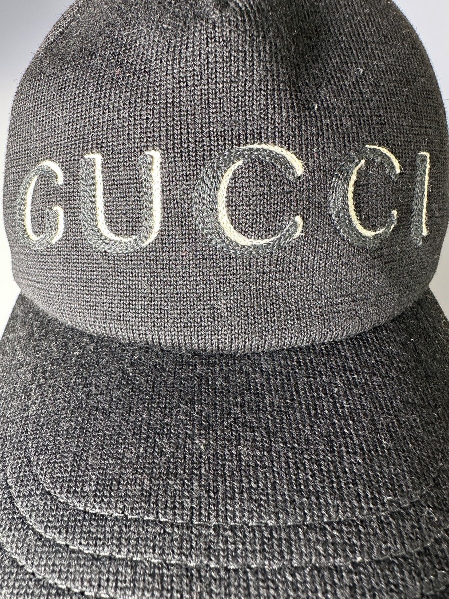 NWT Gucci Black Logo Wool Baseball Cap Hat Size M Retail $675 | eBay