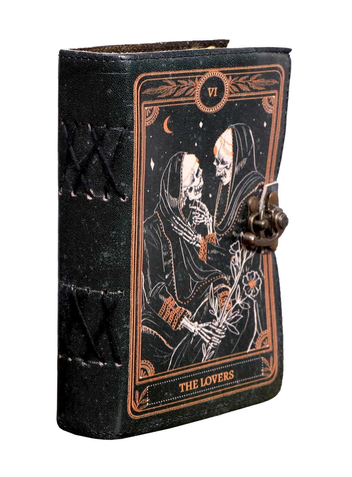Leather Journal-Deckle Edge Paper | Witchcraft Wiccan Grimoire | Spiral Gothic