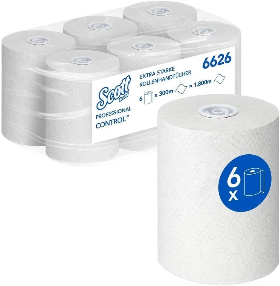 SCOTT / KIMBERLY CLARK KCP Scott ExtraStrong Rollenhandtuch 1lg weiß 20cm x 300m Airflex 6 Rollen 6626