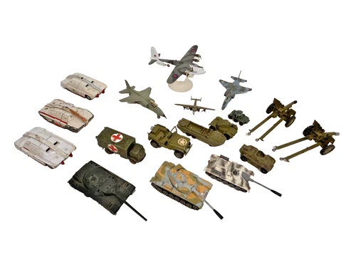 Vintage Military Vehicle Bundle Diecast Tanks Planes Artillery Toy Lot B10T G221