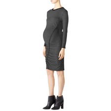 Splendid Logan Maternity Dress Ruched Long Sleeve Bodycon Gray L USA Made