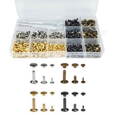 240 Set Leather Rivet Double Cap Rivet Tubular Metal Studs with Punch Tool