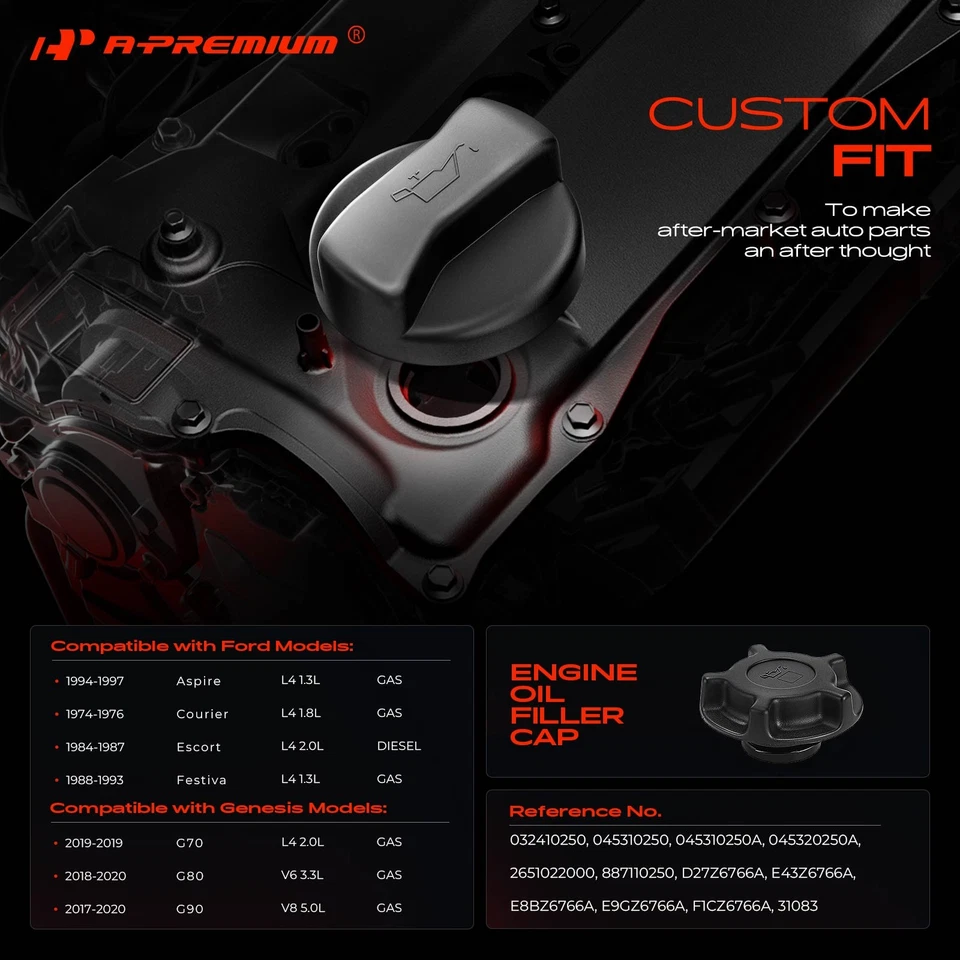 Tapa de llenado de aceite de motor A-Premium para Hyundai Elantra Sonata Santa Fe Accent Ford Foto 2 de 4