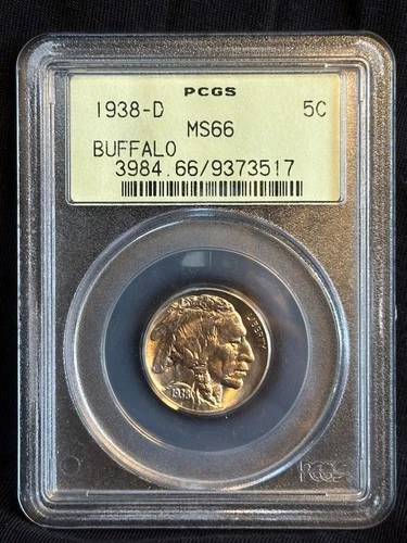 1938-D Buffalo Nickel 5c PCGS MS66 OGH OLD GREEN HOLDER