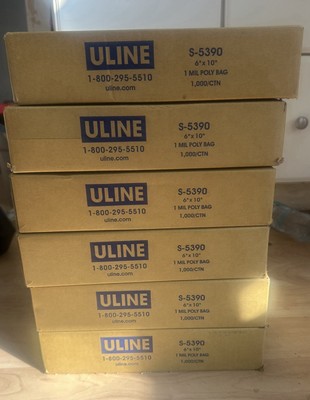 SIX Cases of ULINE 6 X10 1 Mil Poly Bags (1 000 Bags Per Box