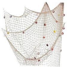  Nature Fish Net Wall Decoration with Shells, Ocean Themed Wall One Size Beige