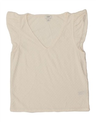J. Crew Damen Bluse Top UK 10 Small weiß Polyester CJ23