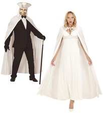 Weißer Umhang mit Kapuze 150 cm - Cape Samt Karneval Venedig