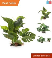 Lifelike 13" Green Plastic Aquarium Plant with Weighted Base for Fish Comfort