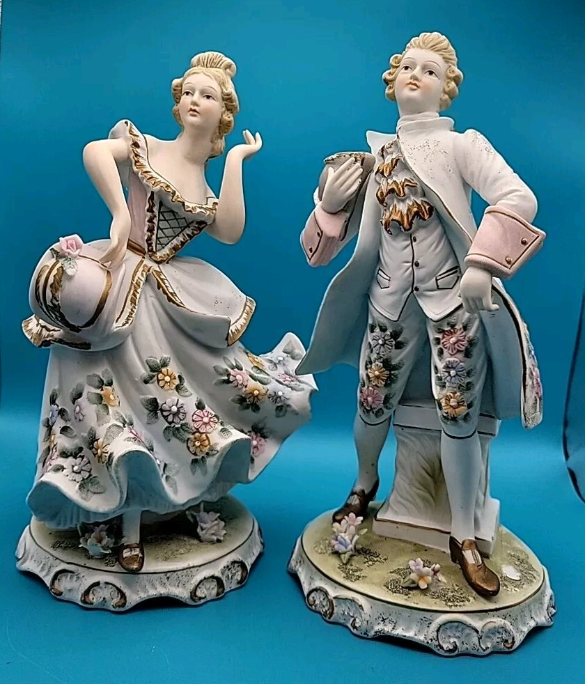 LEFTON China KW2256A & KW2256B VICTORIAN Figurines Vintage