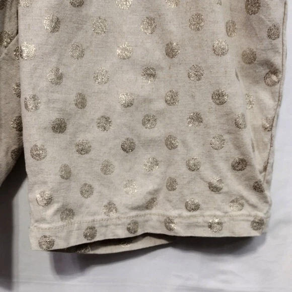 Pantalones Cortos Anthropologie Lino Metálico Lunares Para Mujer 27 Dorado Preppy Academia Foto 4 de 4