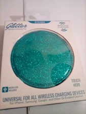 Wireless Charging Pad Blue Glitter Qi Certified Micro USB Inc. FREE SHIPPING