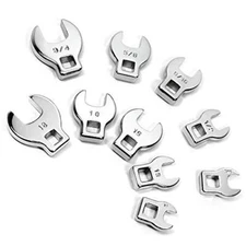 10 Piece 3/8 Inch Drive SAE and Metric Crowfoot Wrench Set
