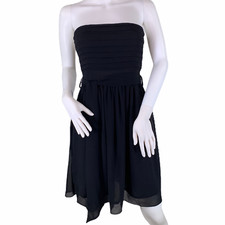 Hot & Delicious LBD Little Black Dress Fitted Tiered Chiffon Top Flare Skirt S