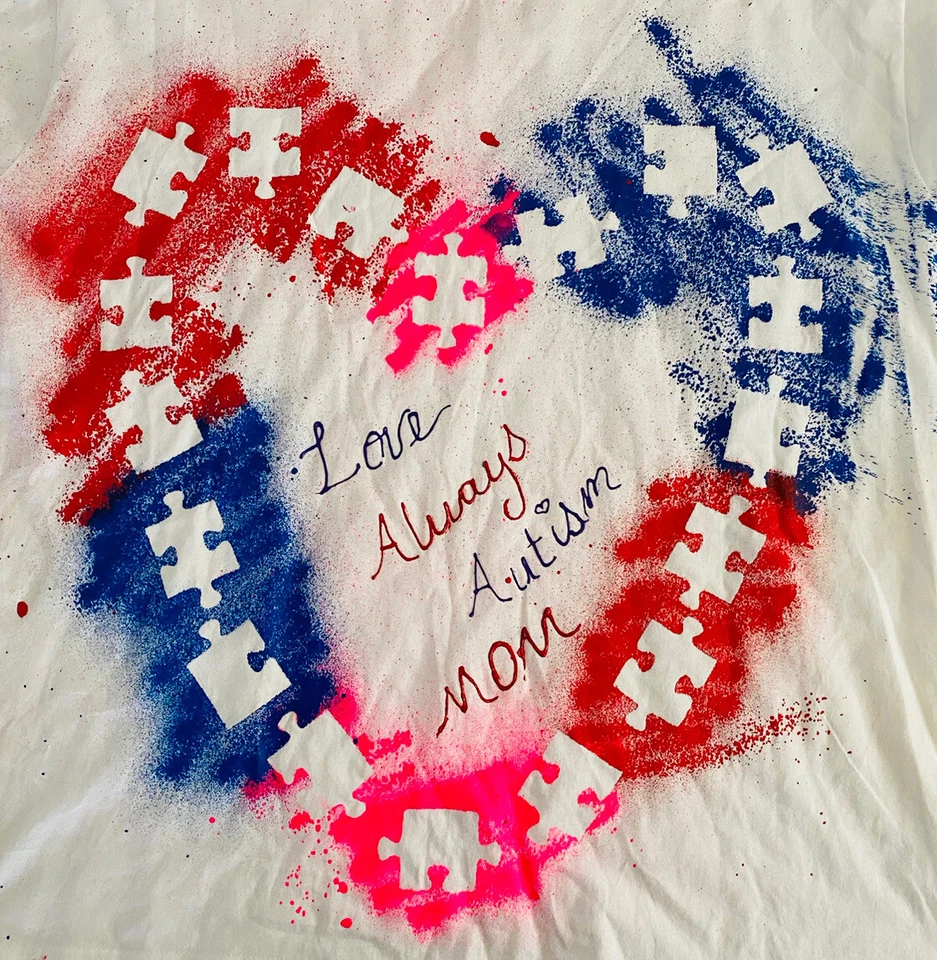 Autism Awareness Mom Love Organic White Tee T-Shirt 2X Ladies Foto 2 de 4