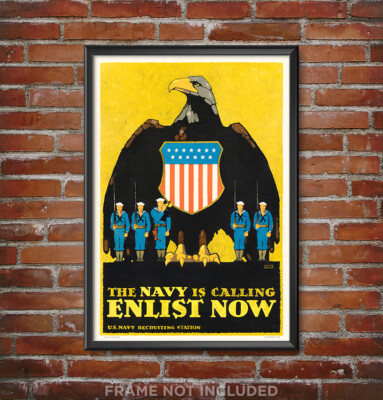 US NAVY is Calling Recruiting Poster Print Enlist Now Sailor Britton Eagle 4222