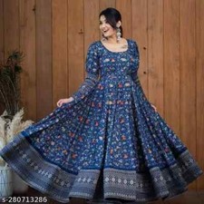 Indian Traditional Georgette With Digital Print gown Long Sleeves FREE SHIPPING