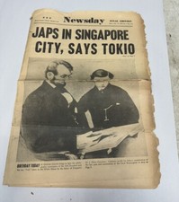 newsday 1942 newspaper Japs in Singapore Tokyo WW2 New York newsday 1942 newspaper Japs in Singapore Tokyo WW2 New York