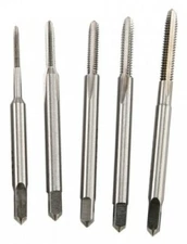 5 piece Tap Set 2-56, 3-48, 4-40, 6-32, 8-32. High Speed Steel. 