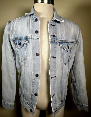 Levi Strauss Levis Light Blue Distressed Denim Trucker Jacket 72334 Men's Small