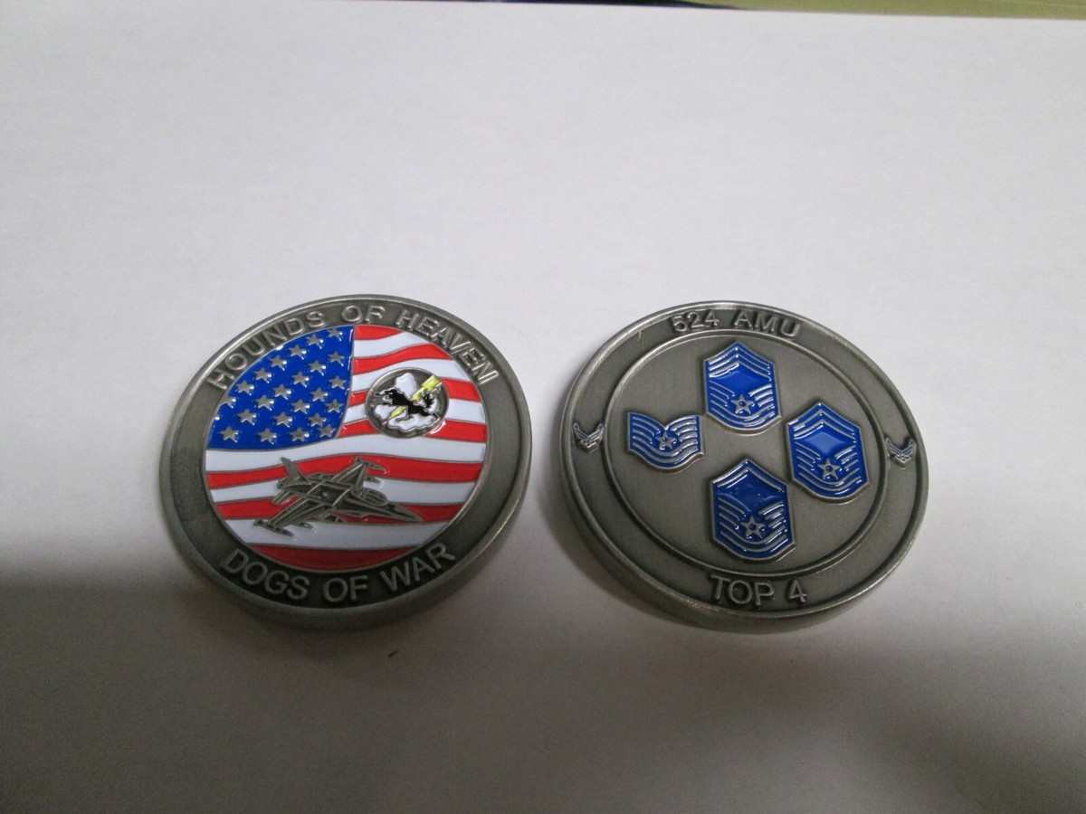 CHALLENGE COIN OLDER 524 AMU US AIR FORCE HOUNDS OF HEAVEN DOGS OF WAR  SILVER CO | eBay