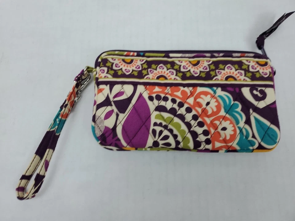 Cartera Vera Bradley Púrpura Paisley Floral Acolchada 7.5" x 4.5" Foto 2 de 4